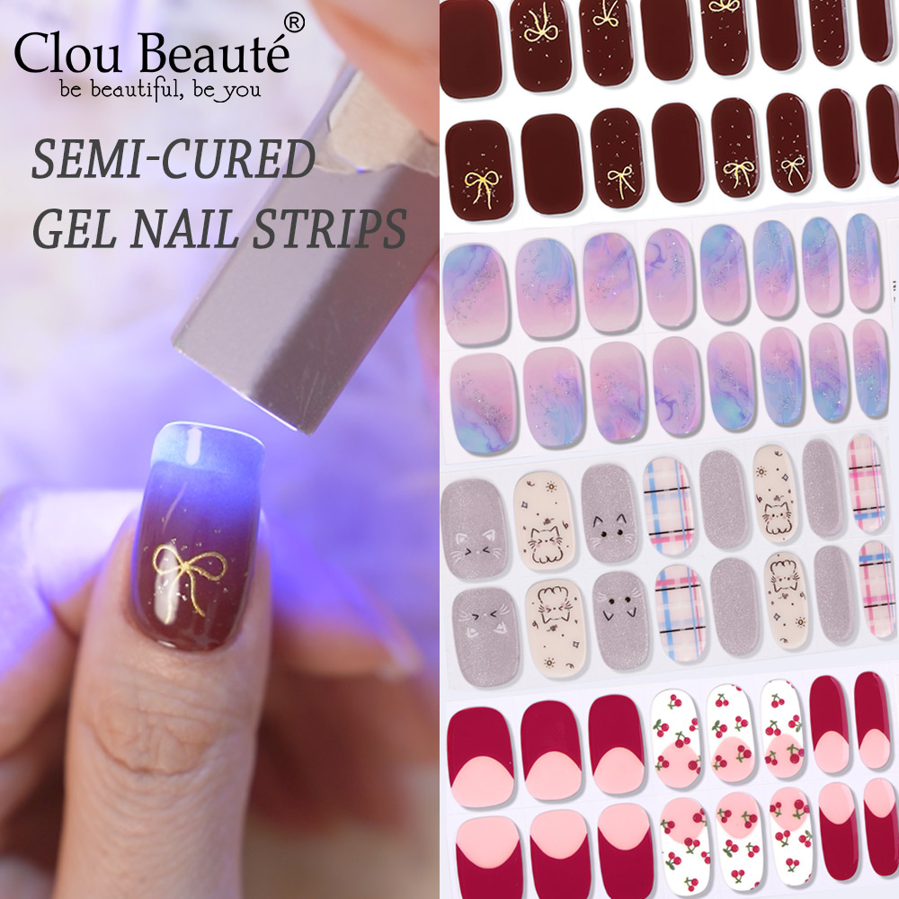 Full Cover Adhesive - Tiras de Uñas de Gel Semicuradas,